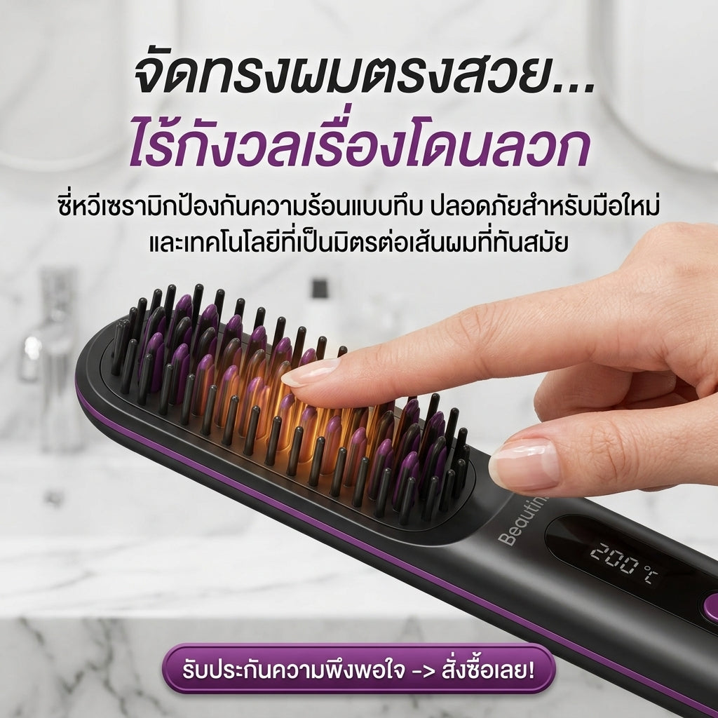 Beautina™ หวีไฟฟ้ายืดผมตรงไร้สาย ผมสวยตลอดวันเหมือนมีช่างทำผมติดตัว